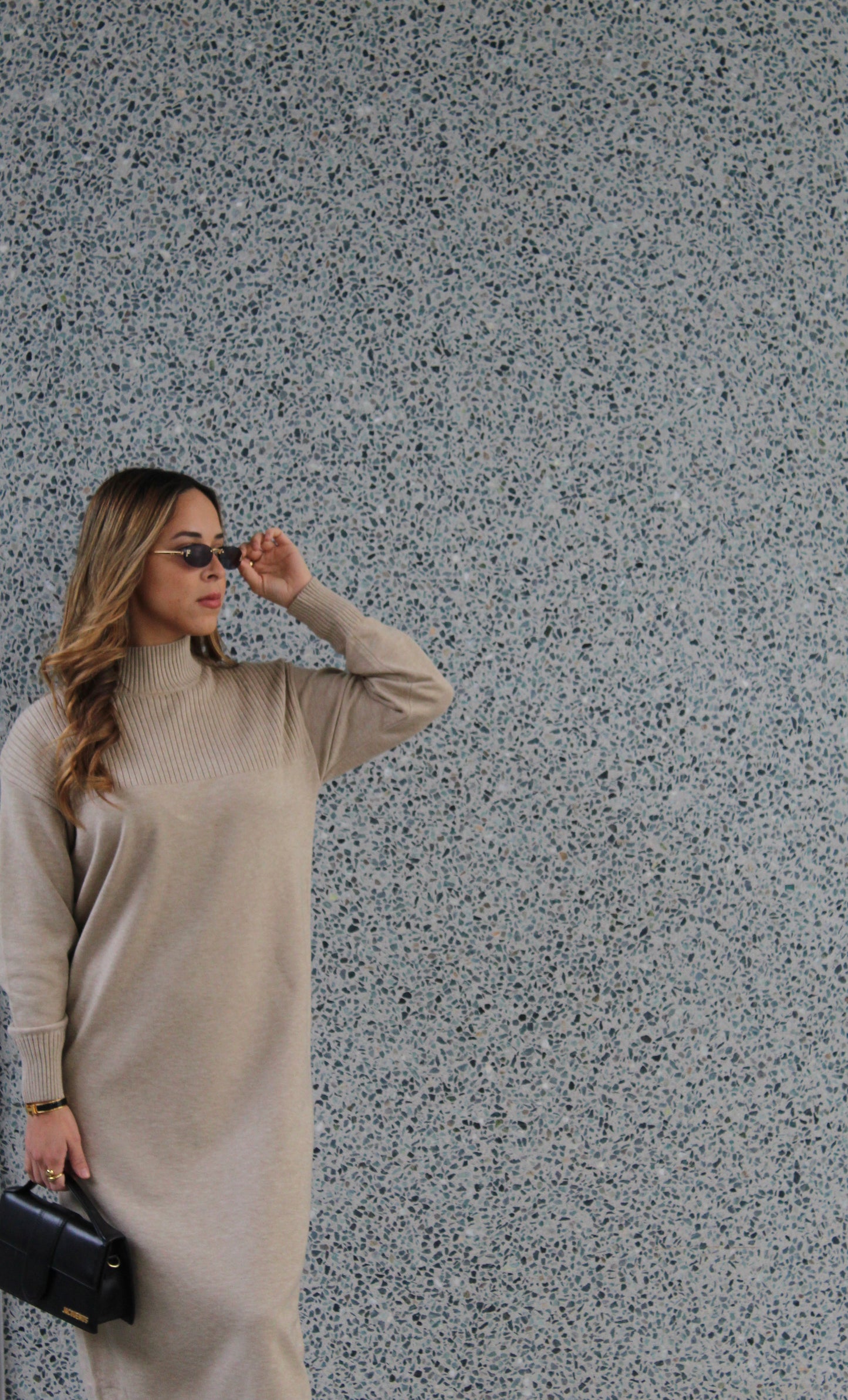 Beige Sweaterjurk